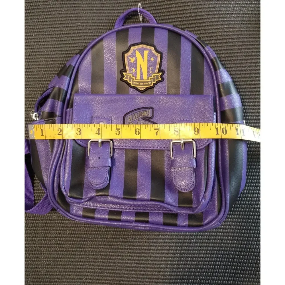 Nevermore Academy Backpack Bag Womens Mini Purple Black Striped Gothic School